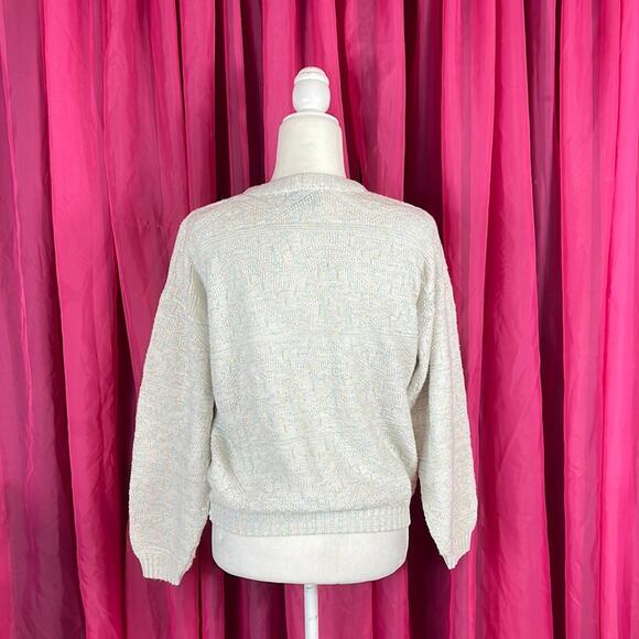 Vintage Helen Sue white sparkle thread crew neck sweater, 4 - Picture 2 of 7